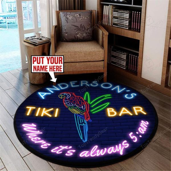 Tiki Bar Round Mat Round Floor Mat Room Rugs Carpet Outdoor Rug Washable Rugs - Image 2