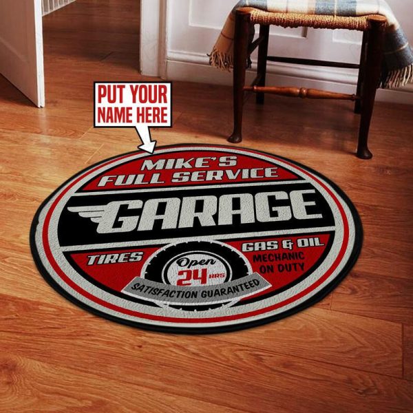 Personalized Garage Full Service Round Mat Round Floor Mat Room Rugs Carpet Outdoor Rug Washable Rugs