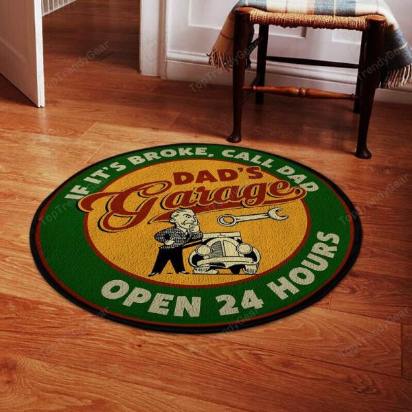 Dad'S Garage If It'S Broken Call Dad Round Mat Round Floor Mat Room Rugs Carpet Outdoor Rug Washable Rugs - Image 2