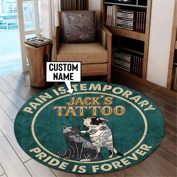 Personalized Cat Tattoo Studio Round Mat Round Floor Mat Room Rugs Carpet Outdoor Rug Washable Rugs - Image 2