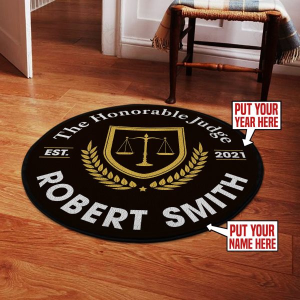 Personalized Judge Lawyer Round Mat Round Floor Mat Room Rugs Carpet Outdoor Rug Washable Rugs - Image 2