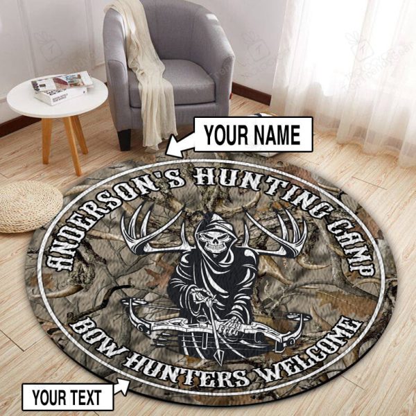 Personalized Bow Hunting Welcome Round Rug, Carpet 07863 - Image 3