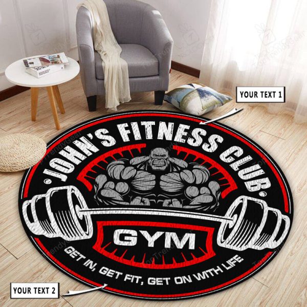 Personalized Home Gym Decor Motivational Quotes Round Rug 10691 - Image 2