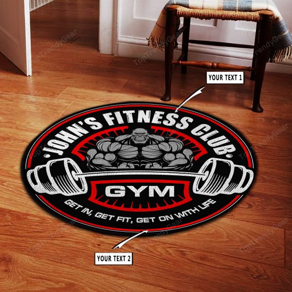 Personalized Home Gym Decor Motivational Quotes Round Rug 10691 - Image 3