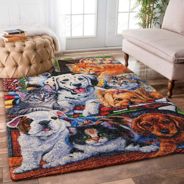 Dogs And Cats Rectangle Rug Decor Area Rugs For Living Room Bedroom Kitchen Rugs Home Carpet Flooring Rs012427 Print